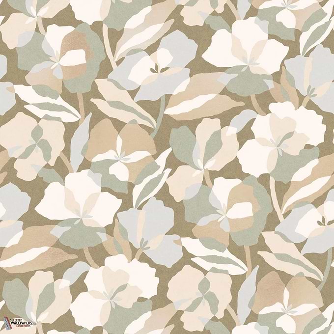 Amaryllis wallpaper-Casamance-Sauge/Nacre-Roll-Selected-Wallpapers-Interiors