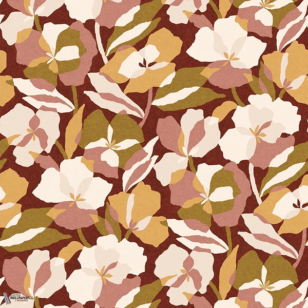 Amaryllis wallpaper-Casamance-Grenat/Blush-Roll-Selected-Wallpapers-Interiors