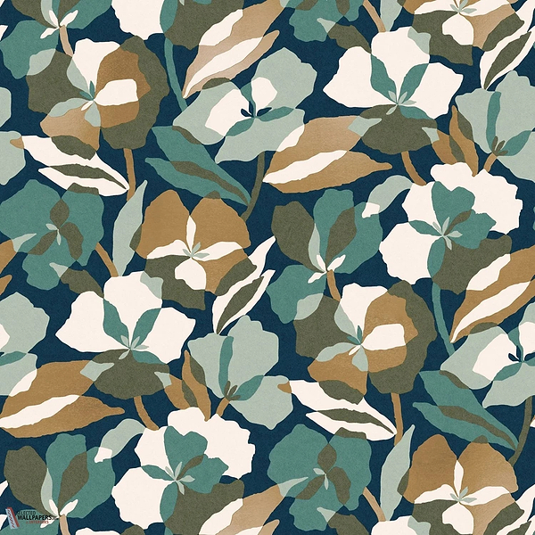 Amaryllis wallpaper-Casamance-Noir/Dore-Roll-Selected-Wallpapers-Interiors