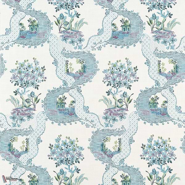 Antoinette wallpaper-Anna French-Blue and plum-Roll-Selected Wallpapers-Interiors