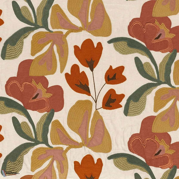 Ayana Stoff-Casamance-Kaki terracotta-Meter (M1)-Selected Wallpapers-Interiors