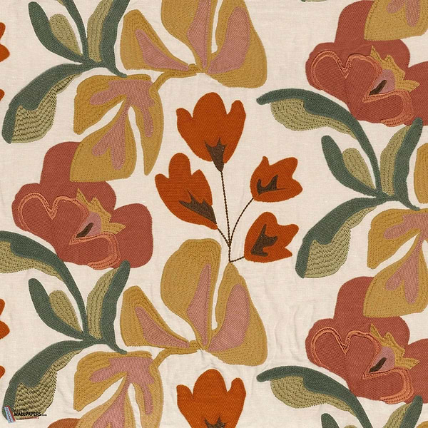 Ayana Stoff-Casamance-Kaki terracotta-Meter (M1)-Selected Wallpapers-Interiors
