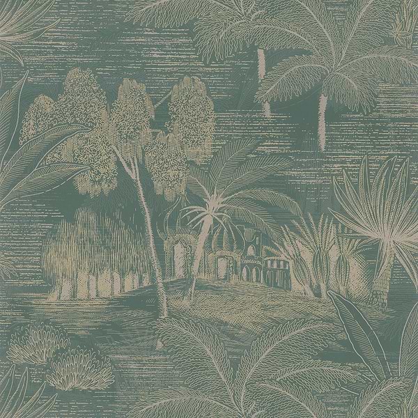 Baharia-wallpaper-Casamance-Vert de Gris/Doré-Roll-76141220-Selected Wallpapers