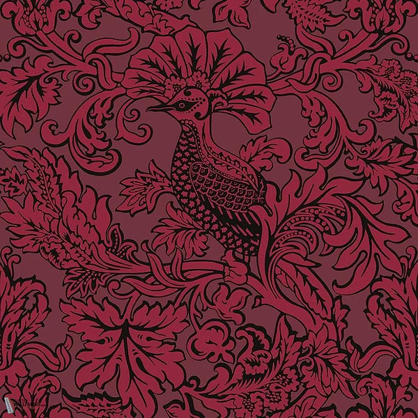 Balabina wallpaper-Cole & Son-Red on crimson-Roll-Selected Wallpapers-Interiors