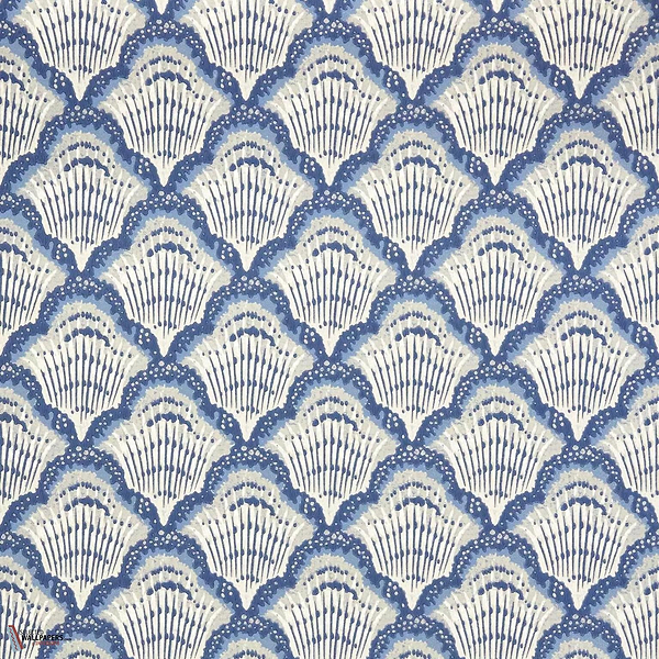 Calico Shell wallpaper-1838 wallcoverings-Cobalt-Roll-Selected Wallpapers-Interiors