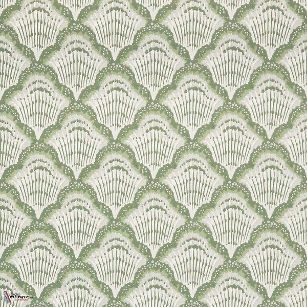 Calico Shell wallpaper-1838 wallcoverings-Verde-Roll-Selected Wallpapers-Interiors