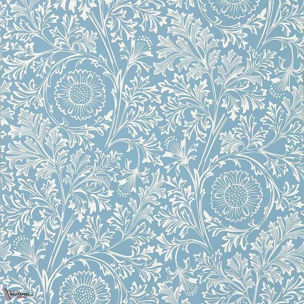 Chamomile Tapete-Morris & Co-China Blue-Rolle-Selected Wallpapers-Interiors