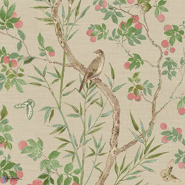 Claire-Thibaut-Coral and Green-Roll-Selected-Wallpapers-Interiors