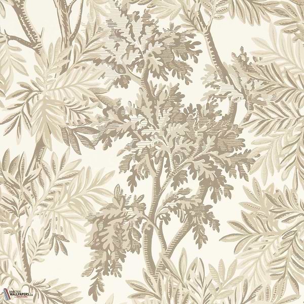 Tapestry trees wallpaper-Sanderson-Raw chocolate/slip-Roll-Selected Wallpapers-Interiors