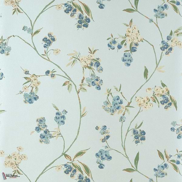 Edo Bloom wallpaper-Anna French-Blue on pearl-Roll-Selected Wallpapers-Interiors
