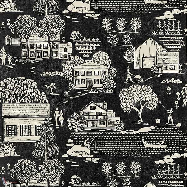 Farmingdale wallpaper-Anna French-Black-Roll-Selected Wallpapers-Interiors