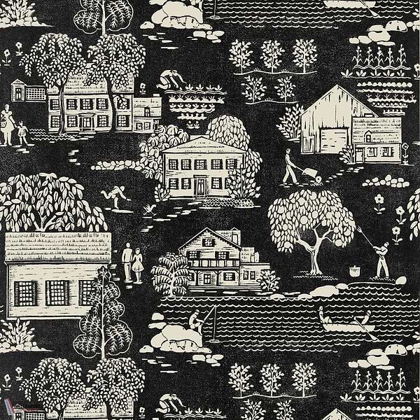 Farmingdale wallpaper-Anna French-Black-Roll-Selected Wallpapers-Interiors