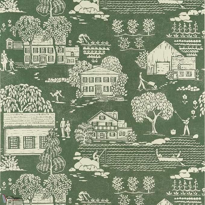 Farmingdale wallpaper-Anna French-Green-Roll-Selected Wallpapers-Interiors
