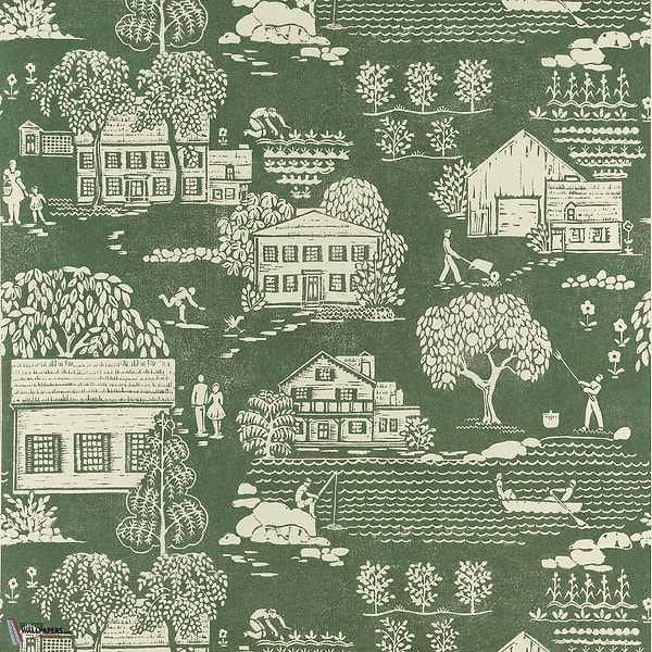 Farmingdale wallpaper-Anna French-Green-Roll-Selected Wallpapers-Interiors