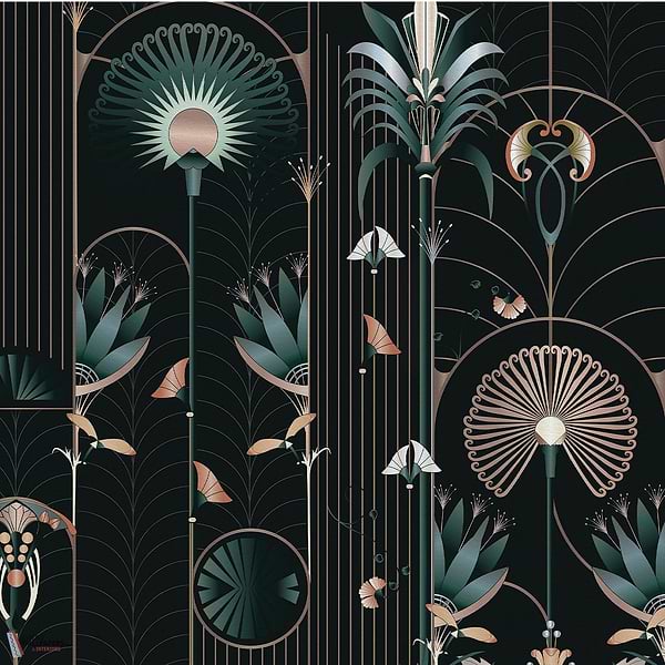 Floreal wallpaper-Les Dominotiers-Noir-Non Woven 70 cm-Selected-Wallpapers-Interiors