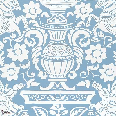 Galway Tapete-Thibaut-Blue-Rolle-Selected Wallpapers-Interiors