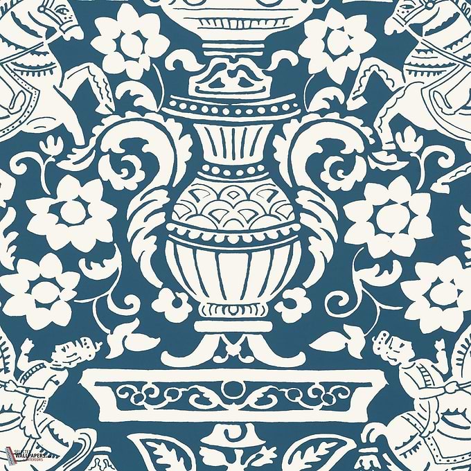 Galway Tapete-Thibaut-Navy-Rolle-Selected Wallpapers-Interiors