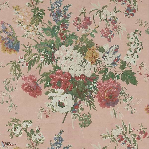 Garden Club wallpaper-Anna French-Apricot and slate-Roll-Selected Wallpapers-Interiors