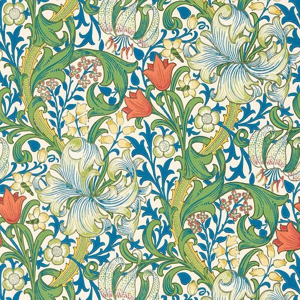 Golden Lily-wallpaper-Morris & Co-Twister-Roll-Selected-Wallpapers-Interiors