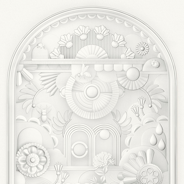 Greenhouse Gathering Arch-Moooi-wallpaper-Architectural White-Paneel-Selected-Wallpapers-Interiors
