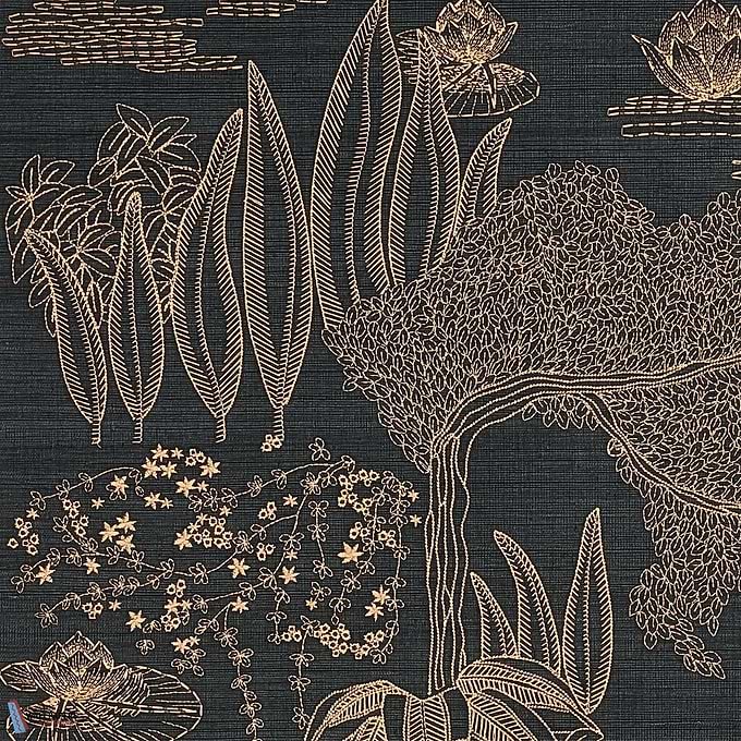 Hasu-Casamance-behang-Noire Cuivre-Meter (M1)-Selected Wallpapers