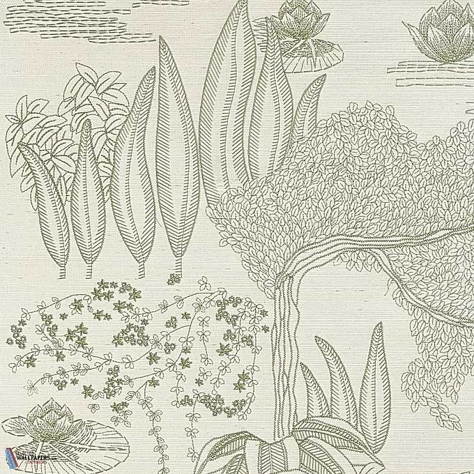 Hasu-Casamance-behang-Ivoire/Vert de Gris-Meter (M1)-Selected Wallpapers