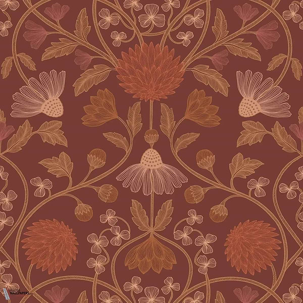 Hippolyte wallpaper-Casamance-Bordeaux/Cuivre-Roll-Selected Wallpapers-Interiors