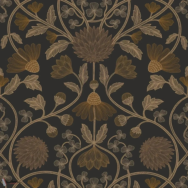 Hippolyte wallpaper-Casamance-Noir/Dore-Roll-Selected Wallpapers-Interiors