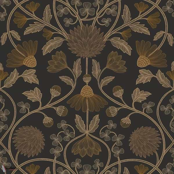 Hippolyte wallpaper-Casamance-Noir/Dore-Roll-Selected Wallpapers-Interiors