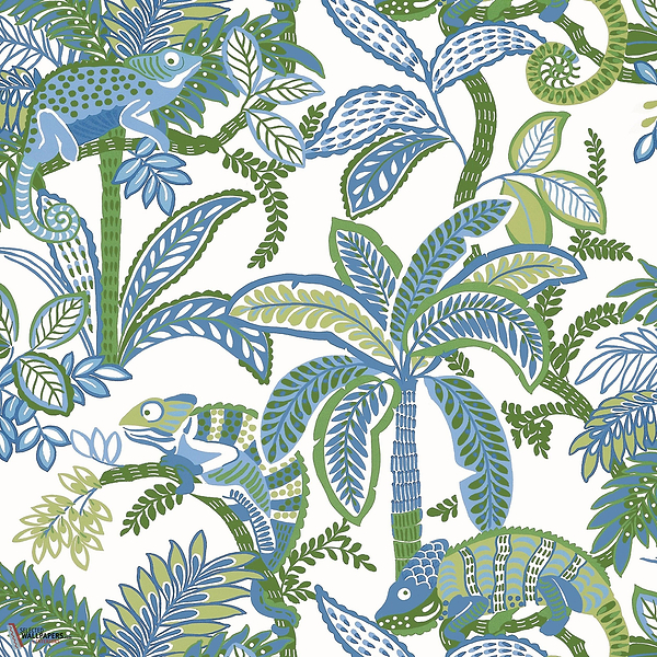 Iggy wallpaper-Thibaut-Blue and green-Roll-Selected Wallpapers-Interiors
