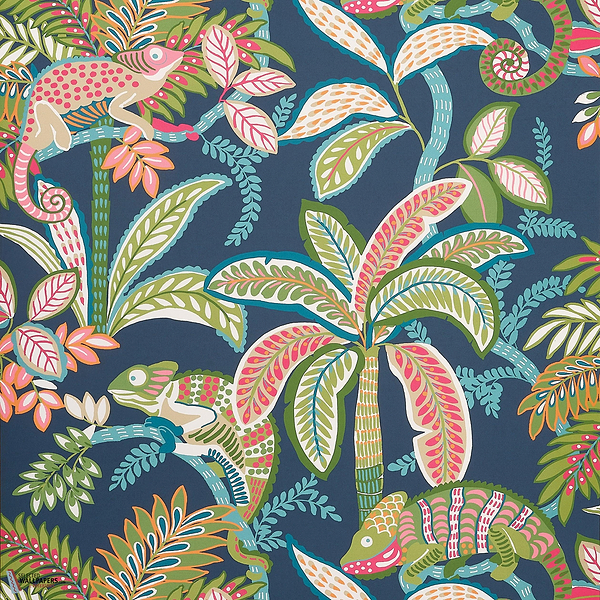 Iggy wallpaper-Thibaut-Navy-Roll-Selected Wallpapers-Interiors