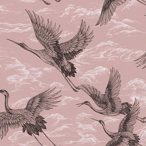 Imperial Ibis-Coordonne-wallpaper-Rose-Non Woven-Selected-Wallpapers-Interiors