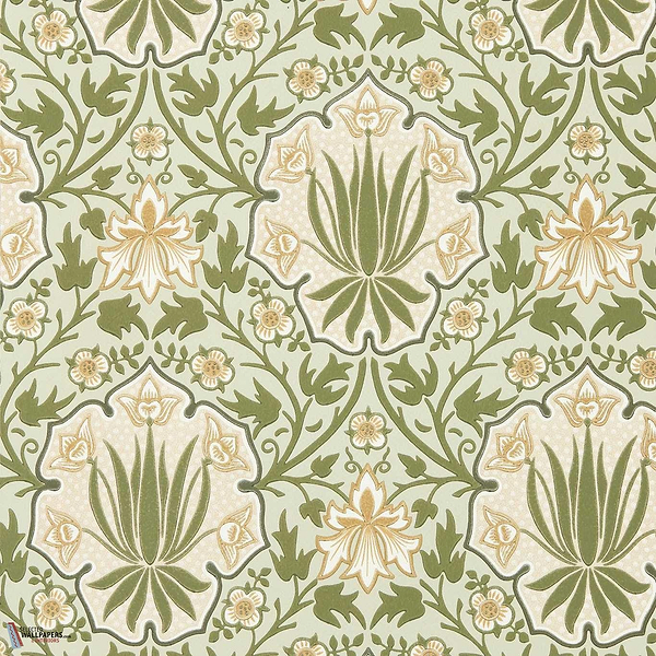 Iris & Rose wallpaper-Morris & Co-Bayleaf/Weld-Roll-Selected Wallpapers-Interiors