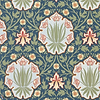 Iris & Rose wallpaper-Morris & Co-Indigo/Thyme-Roll-Selected Wallpapers-Interiors
