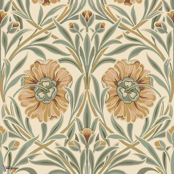 Isadora wallpaper-Casamance-Ivoire/Celadon-Roll-Selected Wallpapers-Interiors