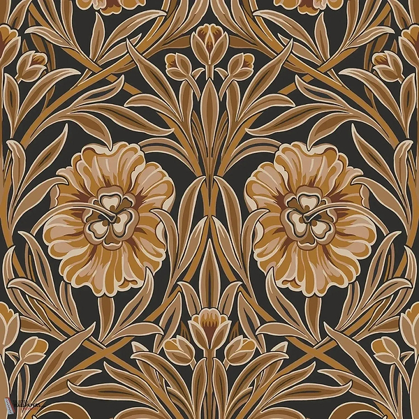 Isadora wallpaper-Casamance-Noir/Dore-Roll-Selected Wallpapers-Interiors