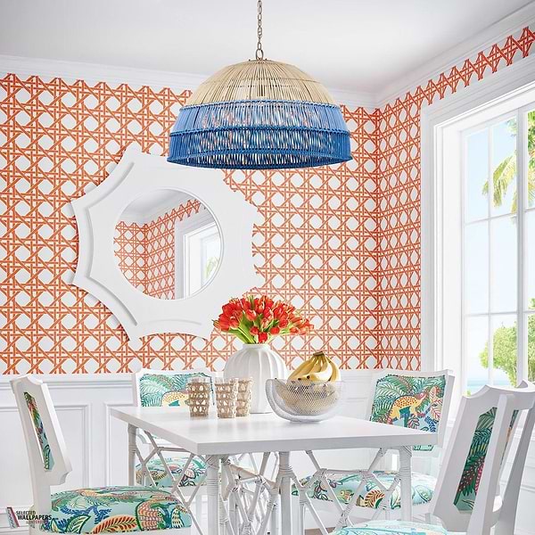 Canary trellis wallpaper-Thibaut-Selected Wallpapers-Interiors