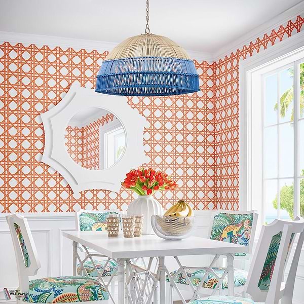 Canary trellis wallpaper-Thibaut-Selected Wallpapers-Interiors