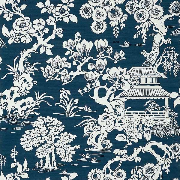 Japanese Garden-Tapete-Thibaut-Navy-Rolle-T13307-Selected Wallpapers