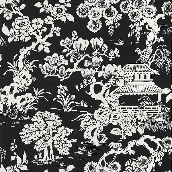 Japanese Garden-Tapete-Thibaut-Black-Rolle-T13308-Selected Wallpapers