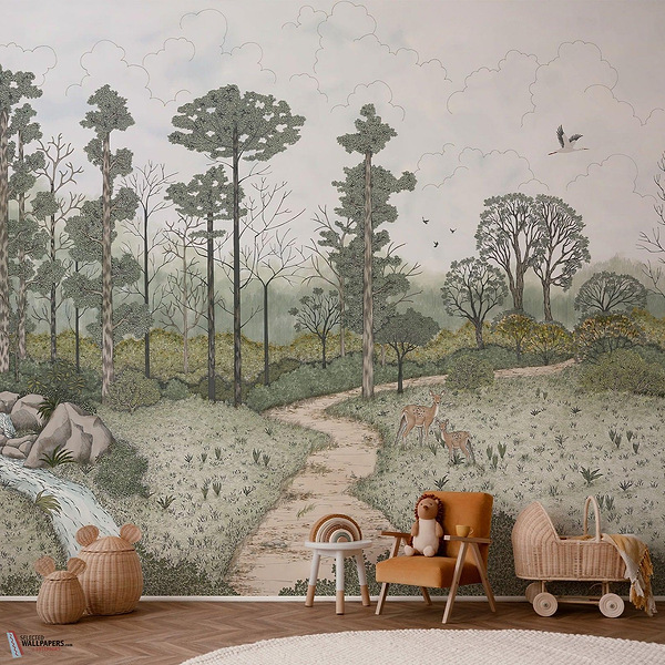 La biche aux bois wallpaper-Les Dominotiers-Selected Wallpapers-Interiors