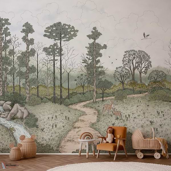 La biche aux bois wallpaper-Les Dominotiers-Selected Wallpapers-Interiors