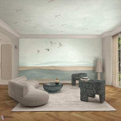 Lagune Celeste wallpaper-Casamance-Selected Wallpapers-Interiors