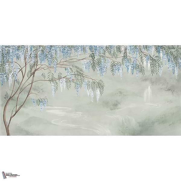 Le Vallon des Glycines wallpaper-Les Dominotiers-Vert-Non Woven 70 cm-M2-Selected Wallpapers-Interiors
