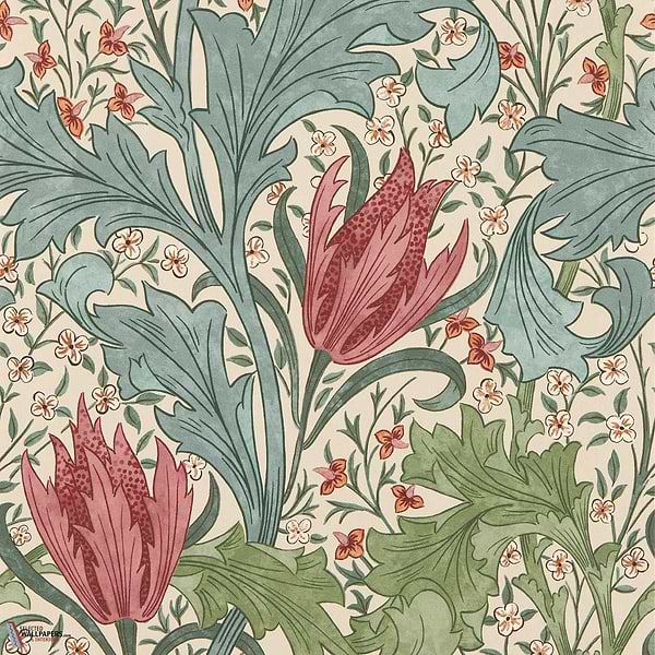 Lent Lily wallpaper-Morris & Co-Plum/Bayleaf-Roll-Selected Wallpapers-Interiors