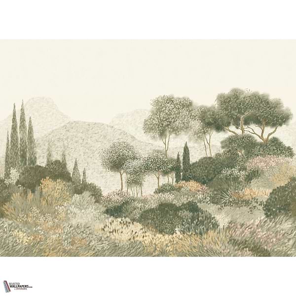 Maquis Corse Tapete-Casamance-Kaki/Poudre-Set-Selected-Wallpapers-Interiors