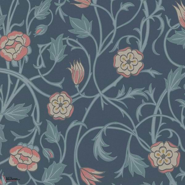 May's Tulip Tapete-Little Greene-Hicks' Blue-Rolle-Selected Wallpapers-Interiors