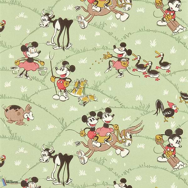 Mickey - At The Farm-Tapete-Sanderson-Macaron Green-Rolle-217266-Selected Wallpapers