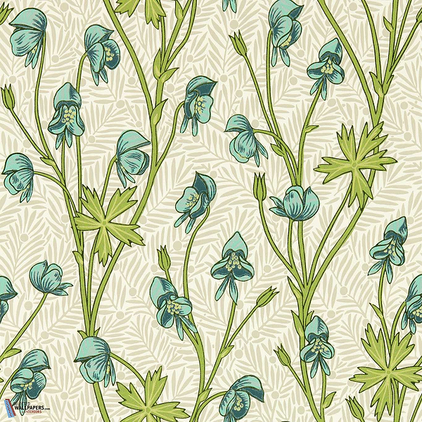 Monkshood-wallpaper-Morris & Co-Aqua/Peashoot-Roll-Selected-Wallpapers-Interiors