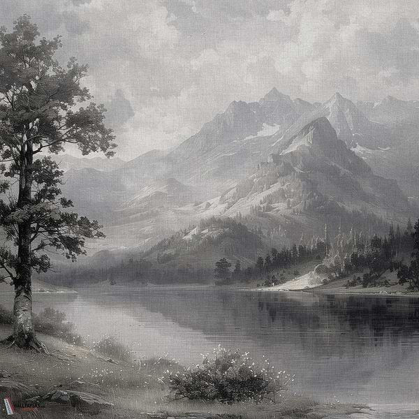 Mountain Serenity Tapete-Tecnografica-Grey Green-Fabric Vinyl-Selected-Wallpapers-Interiors